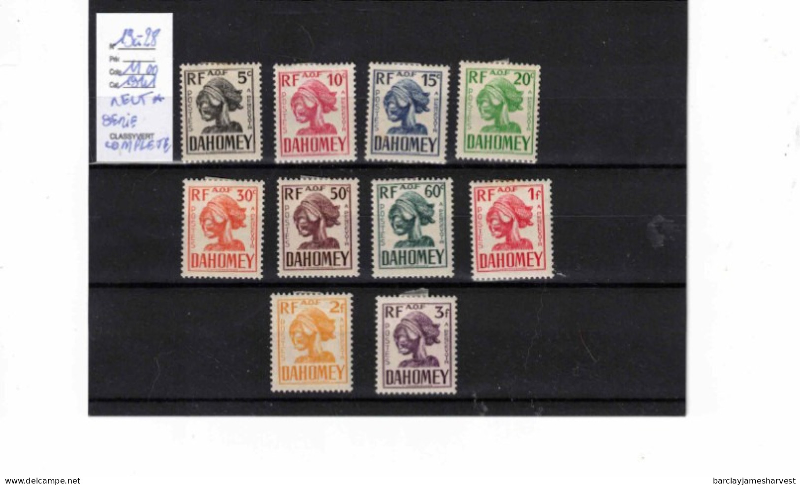 Timbres De Dahomey Neuf* (TC) Numéro 19 à 28 En Séries Complètes Cote : 11.00 Euros - Nuevos