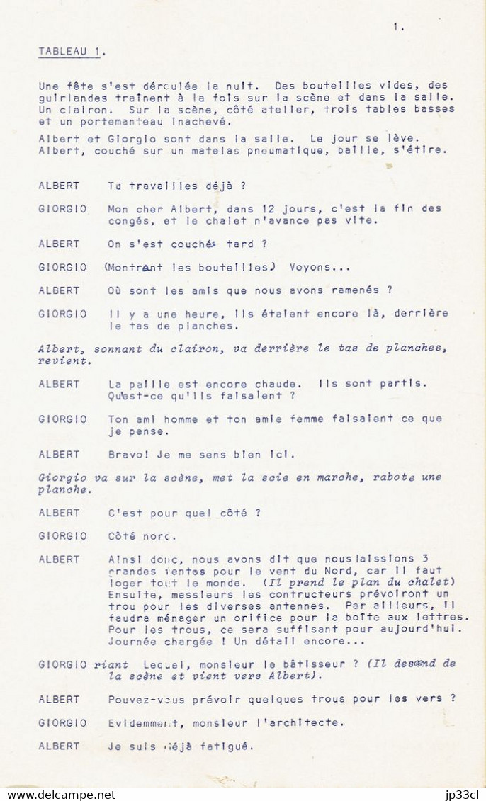 Jean Louvet : Le Bouffon, Comédie De Moeurs En 17 Tableaux (39 Pages), Vers 1975 - Other & Unclassified