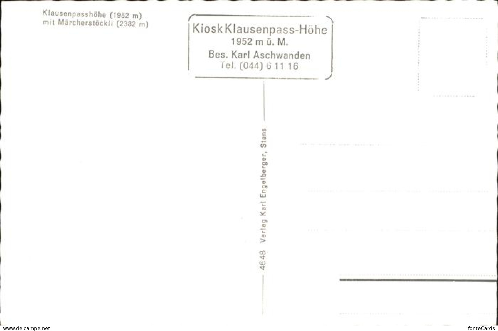 11308283 Klausenpass Klausenpasshoehe Maercherstoeckli Klausen - Andere & Zonder Classificatie