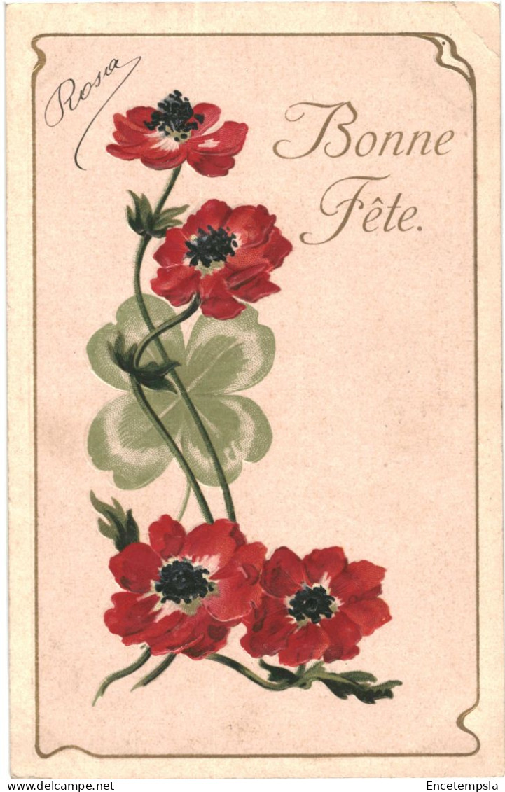 CPA Carte Postale  Légèrement Gaufrée Belgique Bonne Fête Des Fleurs Un Trèfle à 4 Feuilles 1909 VM80690 - Other & Unclassified