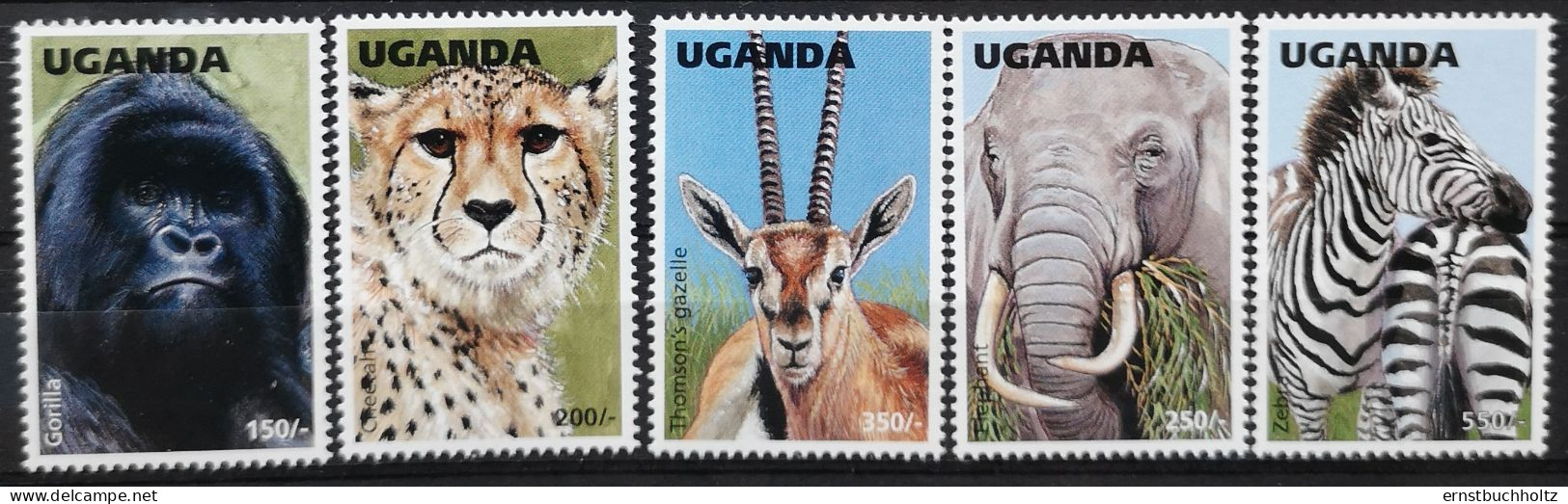 Uganda 1996 Wildtiere Mi 1659/66** Nur Die Säuger 5v** Im Angebot - Oeganda (1962-...)