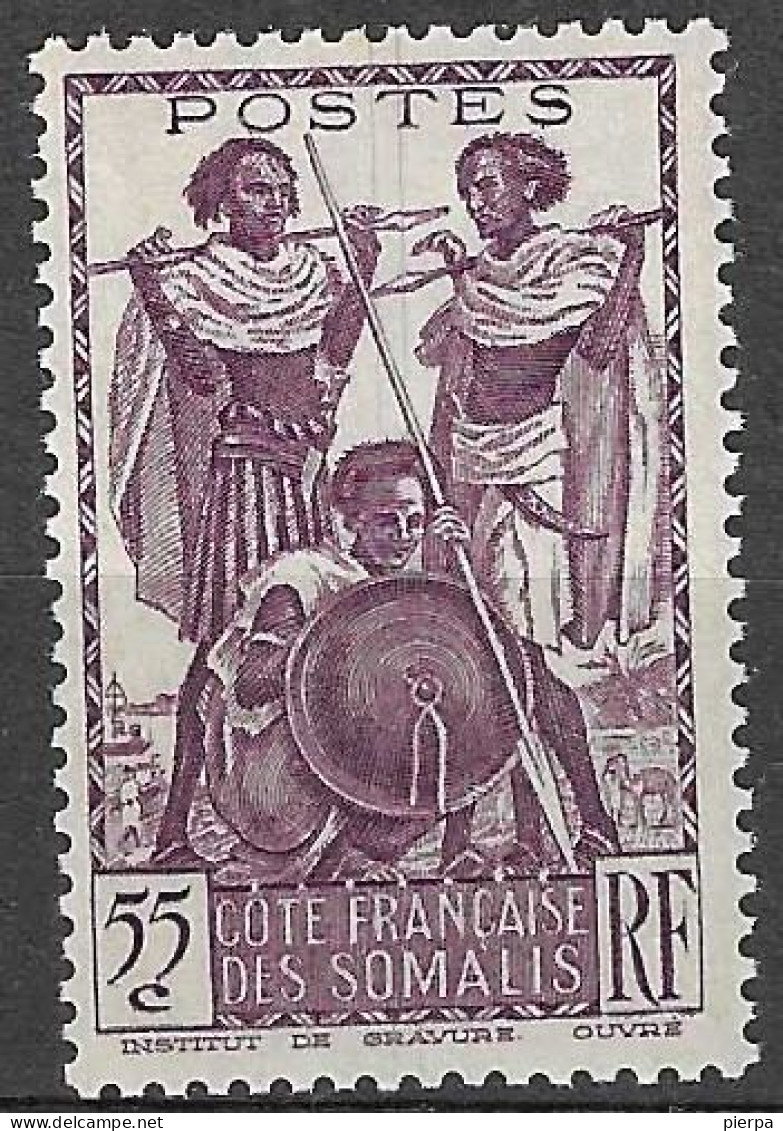 COSTA DEI SOMALI - 1938 - GUERRIERI - 55 CENT - NUOVO MH* (YVERT 158 - MICHEL 160) - Unused Stamps