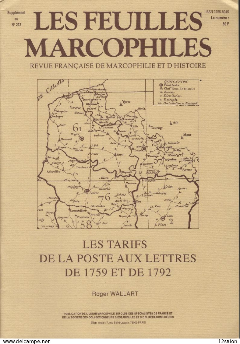 FEUILLES MARCOPHILES Tarifs De La Poste Au Lettres De 1759 Et De 1792 - Français