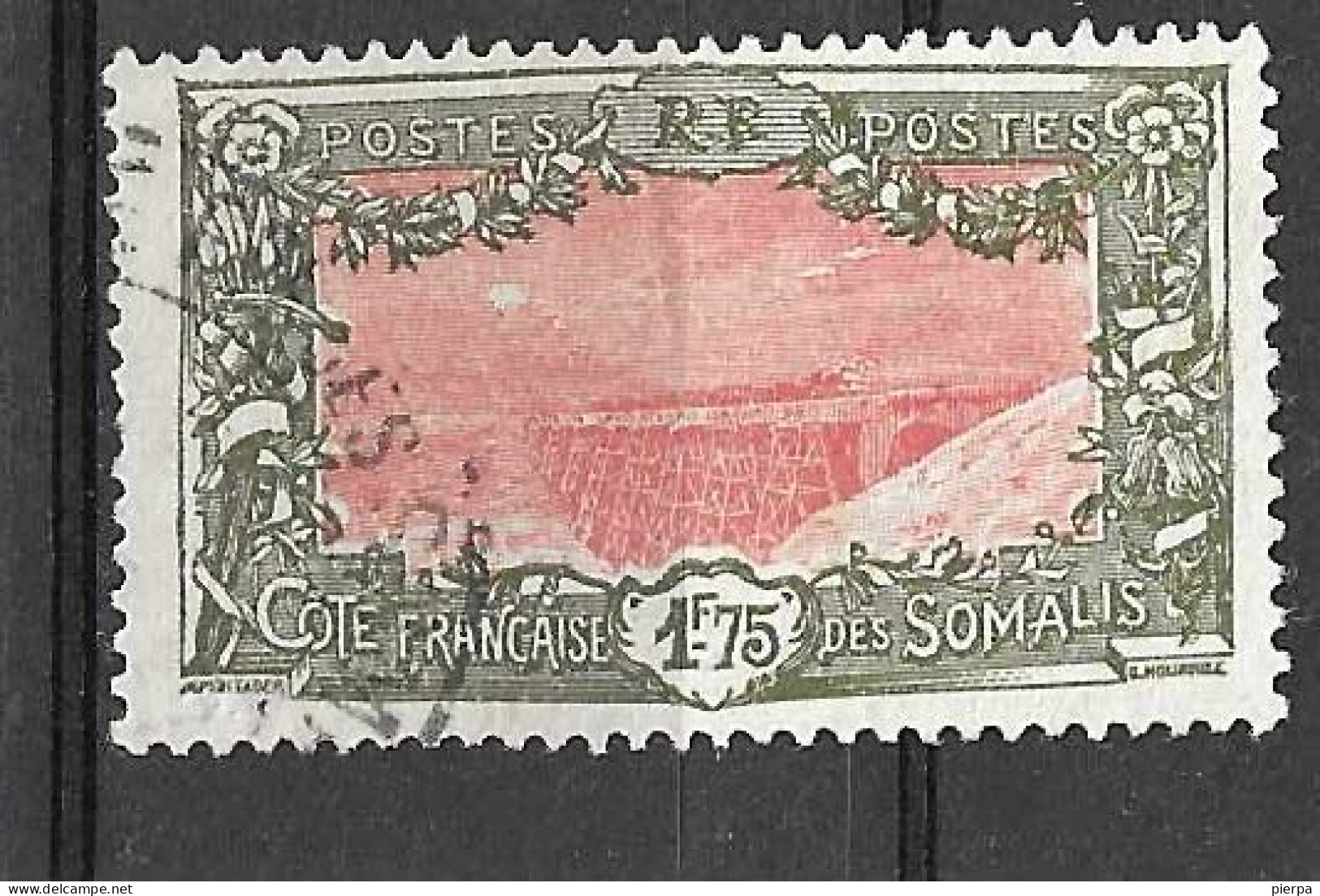 COSTA DEI SOMALI - 1915 - PONTE FERROVIARIO - FR. 1,00 -USATO (YVERT 97 - MICHEL 113) - Oblitérés
