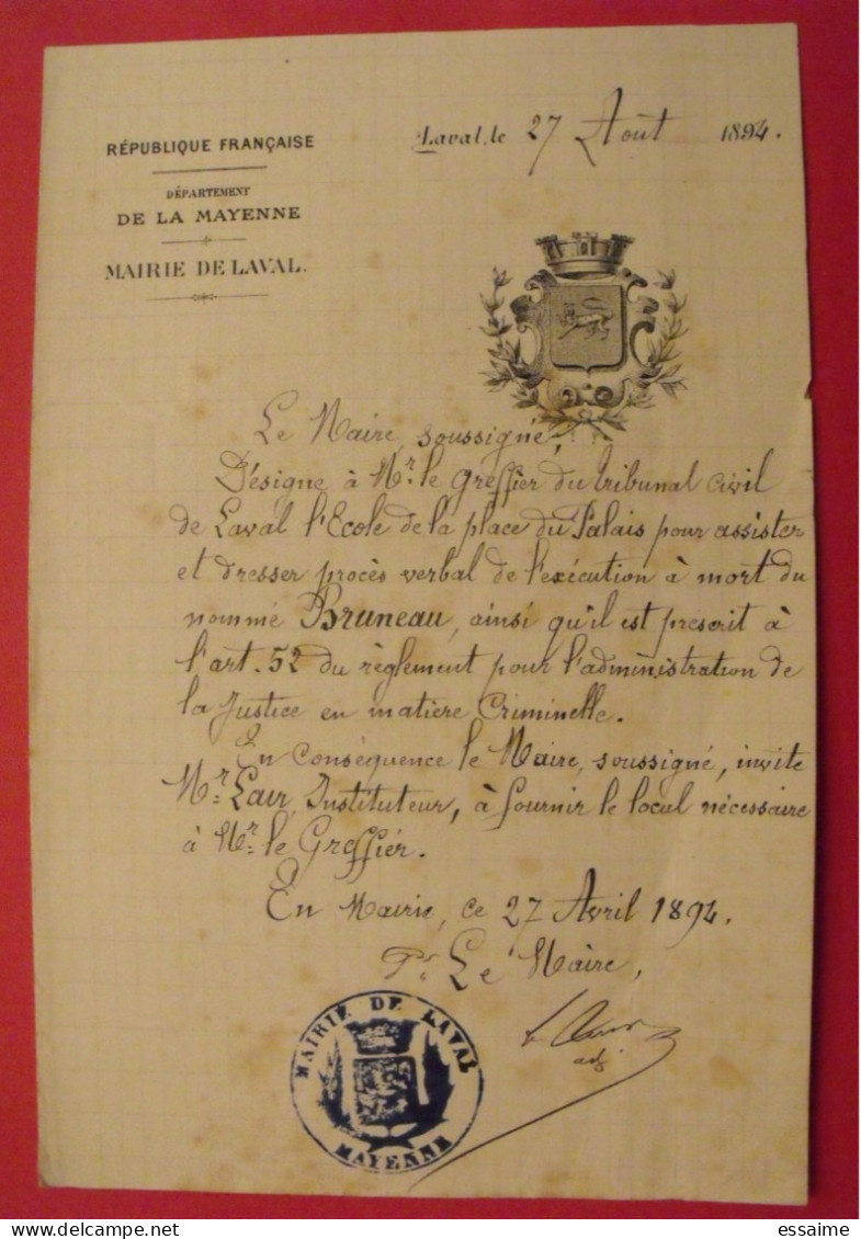 dossier sur l'Affaire abbé Bruneau Fricot Bourdais de 1894 Entrammes Laval Mayenne + photos, documents de justice