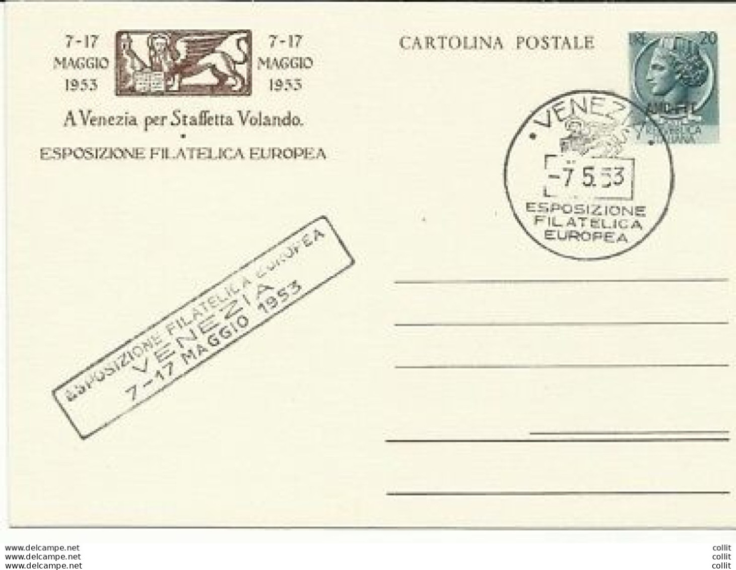 Trieste A - C.P. Lire 20 "Esp. Filat. Venezia" N. C 22 - Usata - Stamped Stationery