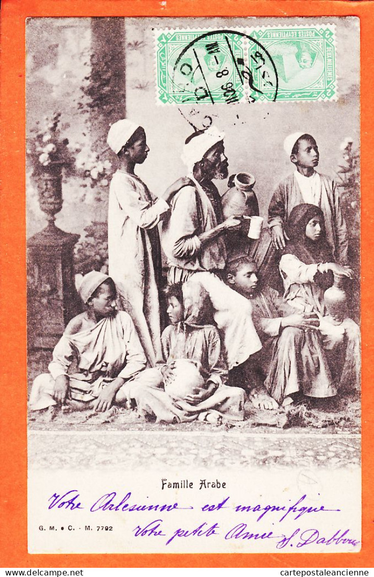 31772 / ⭐ (•◡•) Egypte Ethnic ◉ Famille Arabe 1906 De DABBOU à Noelie HANCE 28 Rue Bancasse Avignon ◉ G.M C M. 7792 - Personen