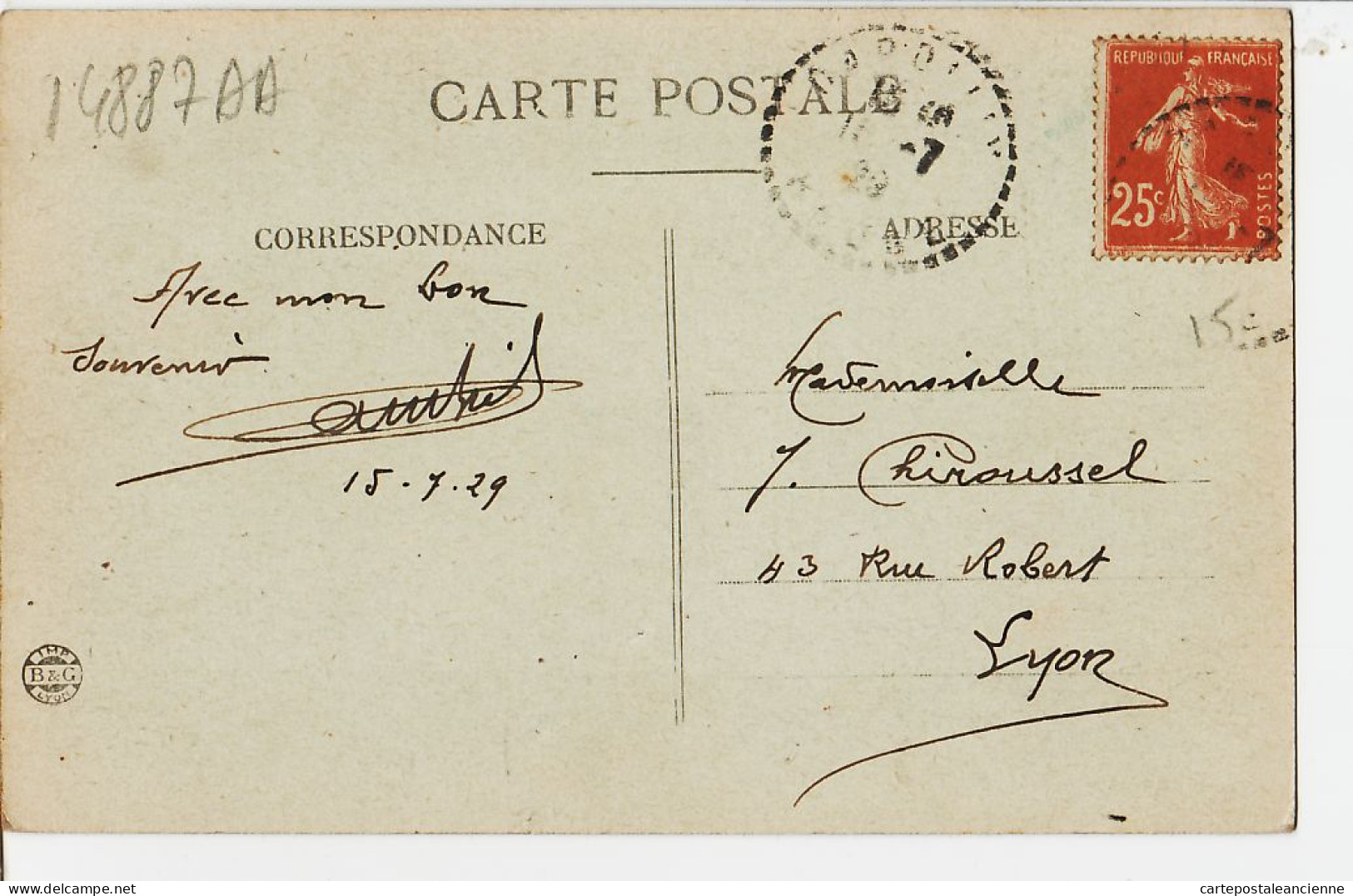 31880 / PARSONGE Env. DARDILLY 69-Rhone Entrée Hameau 1934 à AUMAGOT Lyon Edition Veuve PIRON  - Otros & Sin Clasificación