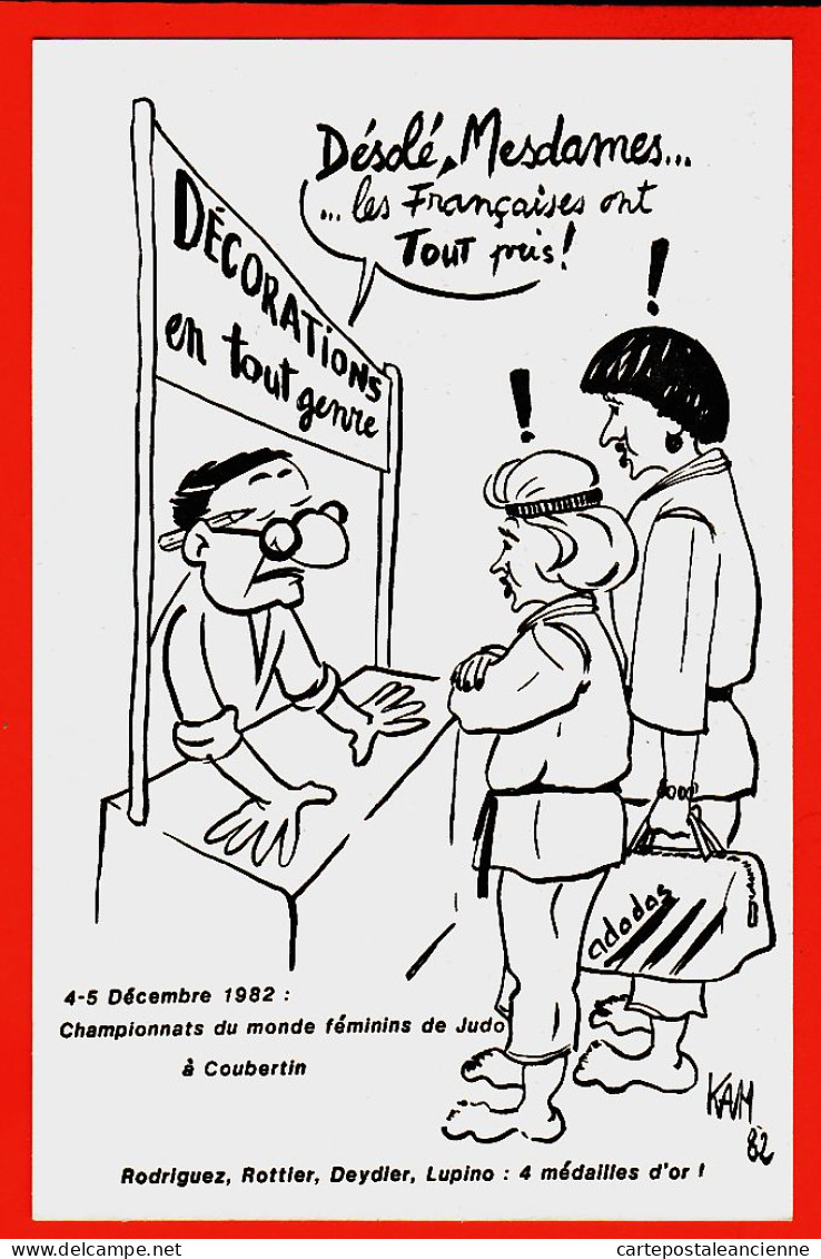 31661 / ⭐ ◉ COUBERTIN 04-012-1982 RODRIGUEZ ROTTIER DEYDIER LUPINO Médailles OR Championnats JUDO Féminin KAH Série 27 - Satirisch