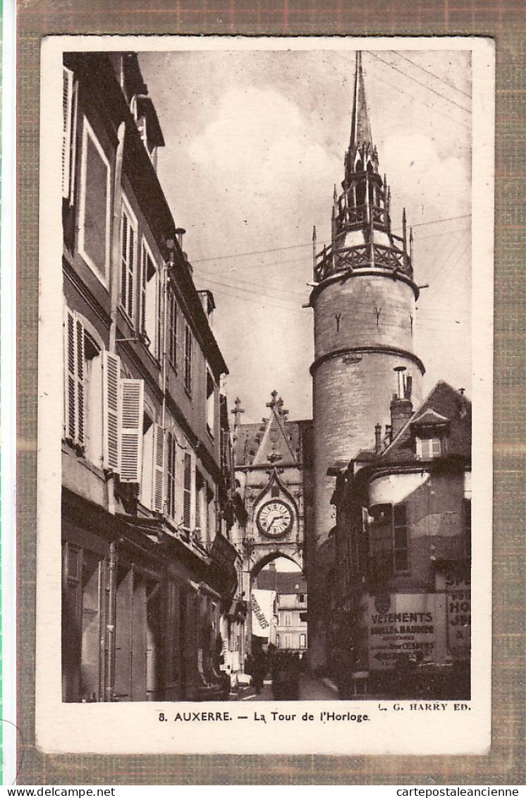 31687 / ⭐ ◉ AUXERRE 89-Yonne Tour De L' HORLOGE Postée 1946 GG HARRY 8 - Auxerre