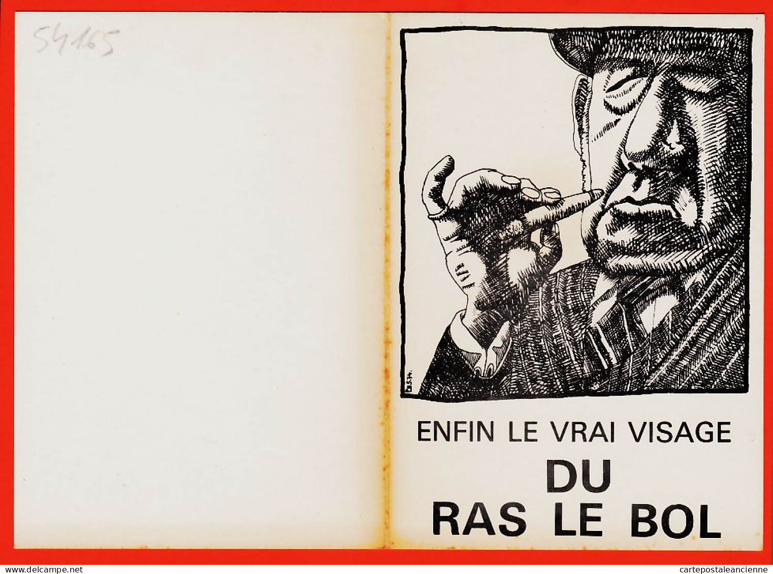 31656 / ⭐ ◉ Rare Dessin Satirique Politique Enfin Vrai Visage RAS LE BOL Mai 1974 Illustration P.B.Satire Double Carte  - Satiriques