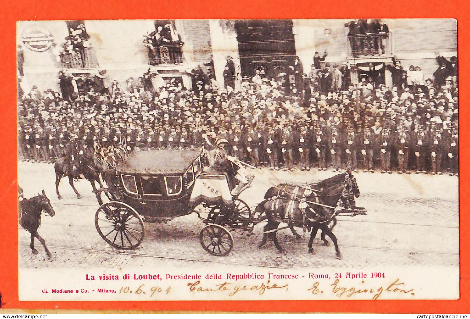 31536 / ROMA 24 Aprile 1904 Visita LOUBET Presidente Repubblica Francese Calèche Présidentielle à EGREGIO TITS Naro - Sonstige & Ohne Zuordnung