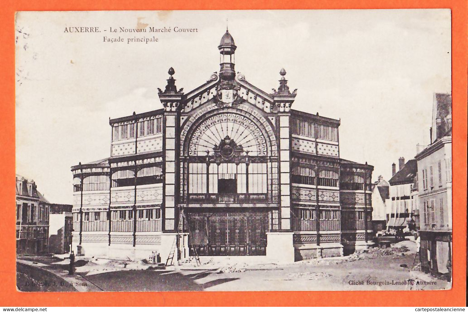 31689 / ⭐ ◉ AUXERRE 89-Yonne Travaux Construction Du Nouveau Marché Couvert Façade Principale 1905 à GAGAN Limoux - Auxerre