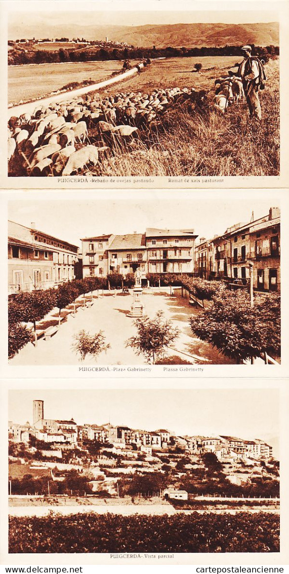 31781 / ♥️ ⭐ ◉ (•◡•) Rare PUIGCERDA 10 Vistas Postales 1930s Fotogravo ROISIN Barcelona Canet Accordéon 10 CPA - Gerona