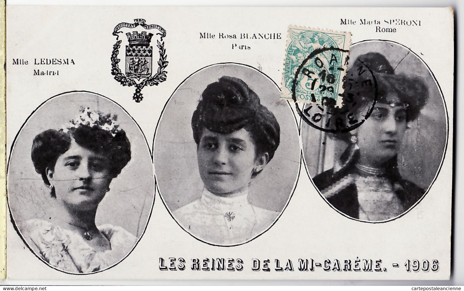 31567 / ⭐ ◉ PARIS Les Reines MI-CAREME 3 Miss LEDESMA MADRID Rosa BLANCHE PARIS Maria SPERONI ROME 1906 à Jeanne LACAZE - Autres & Non Classés