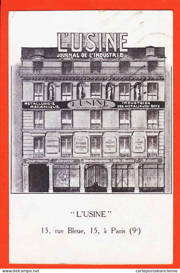 31635 / ♥️ (•◡•) ◉ Rare PARIS IX L' USINE Journal De Industrie 15 Rue BLEUE Cppub 1929 à Maurice SAULIERES Castres - District 09