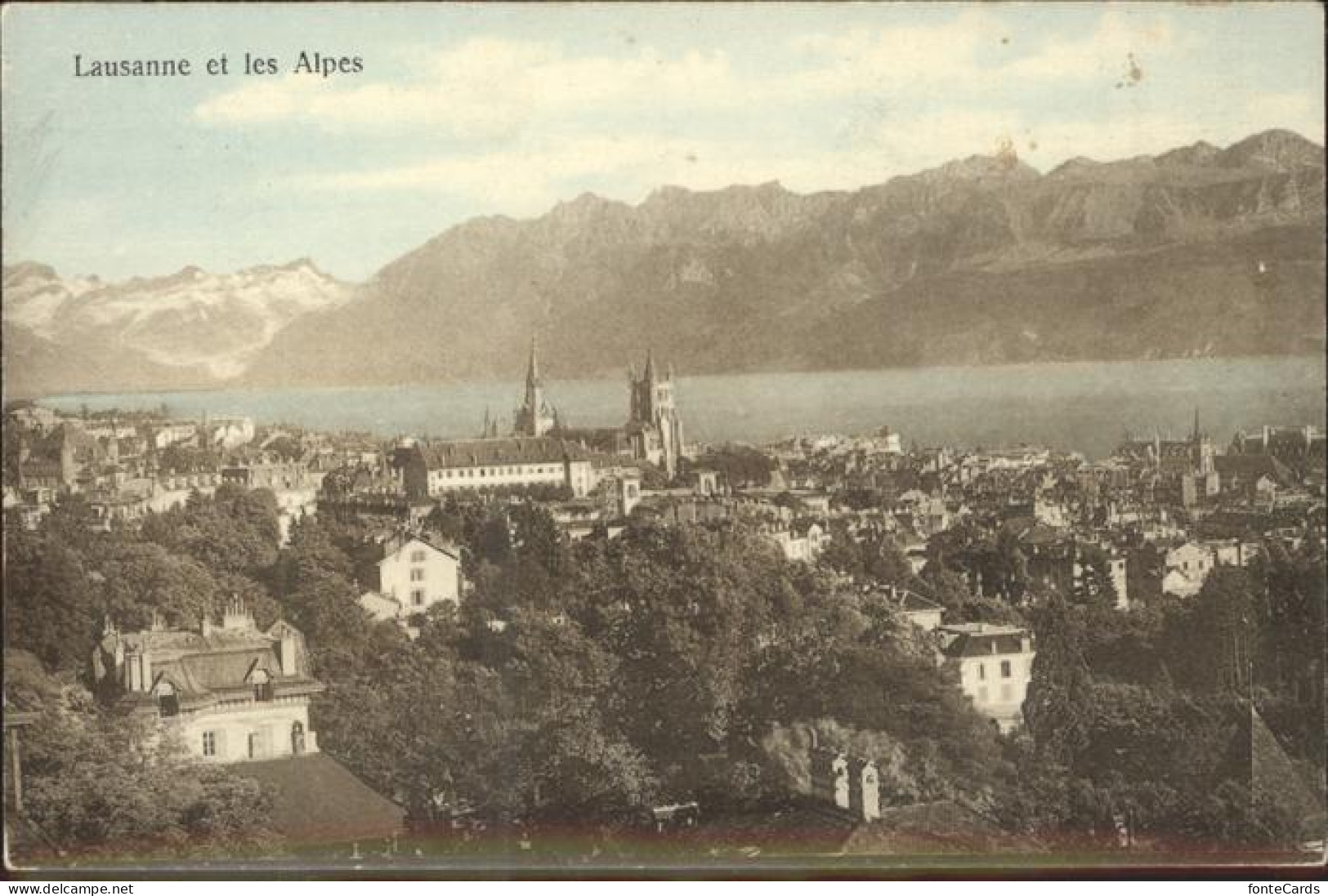 11306317 Lausanne VD Vue Generale Et Les Alpes De Savoie Lac Leman Cathedrale Un - Otros & Sin Clasificación