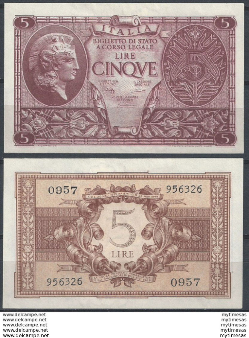 1944-52 Lire 5 Atena Elmata FDS BI 67 Alfa - Other & Unclassified