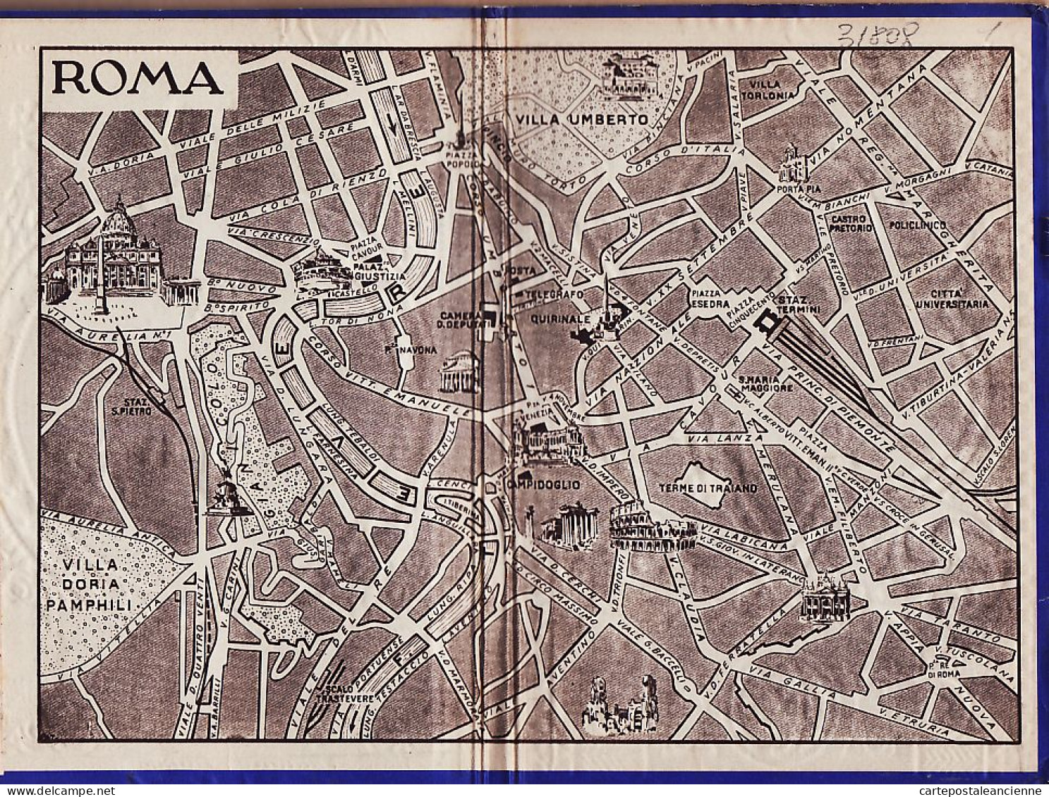 31543 / Ricordo di ROMA Parte I -32 fotografie d'epoca 1910s Mappa dela villa con descrizione quattro lingue