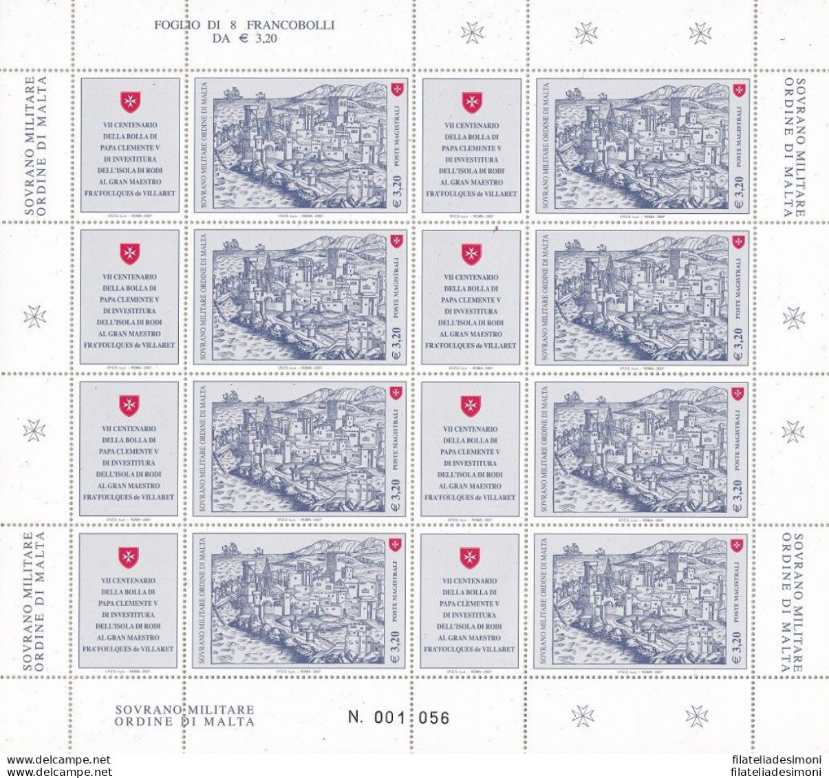 2007 SMOM - N. 873 - Foglietto Di 8 Valori Con Appendici - MNH** - Malte (Ordre De)