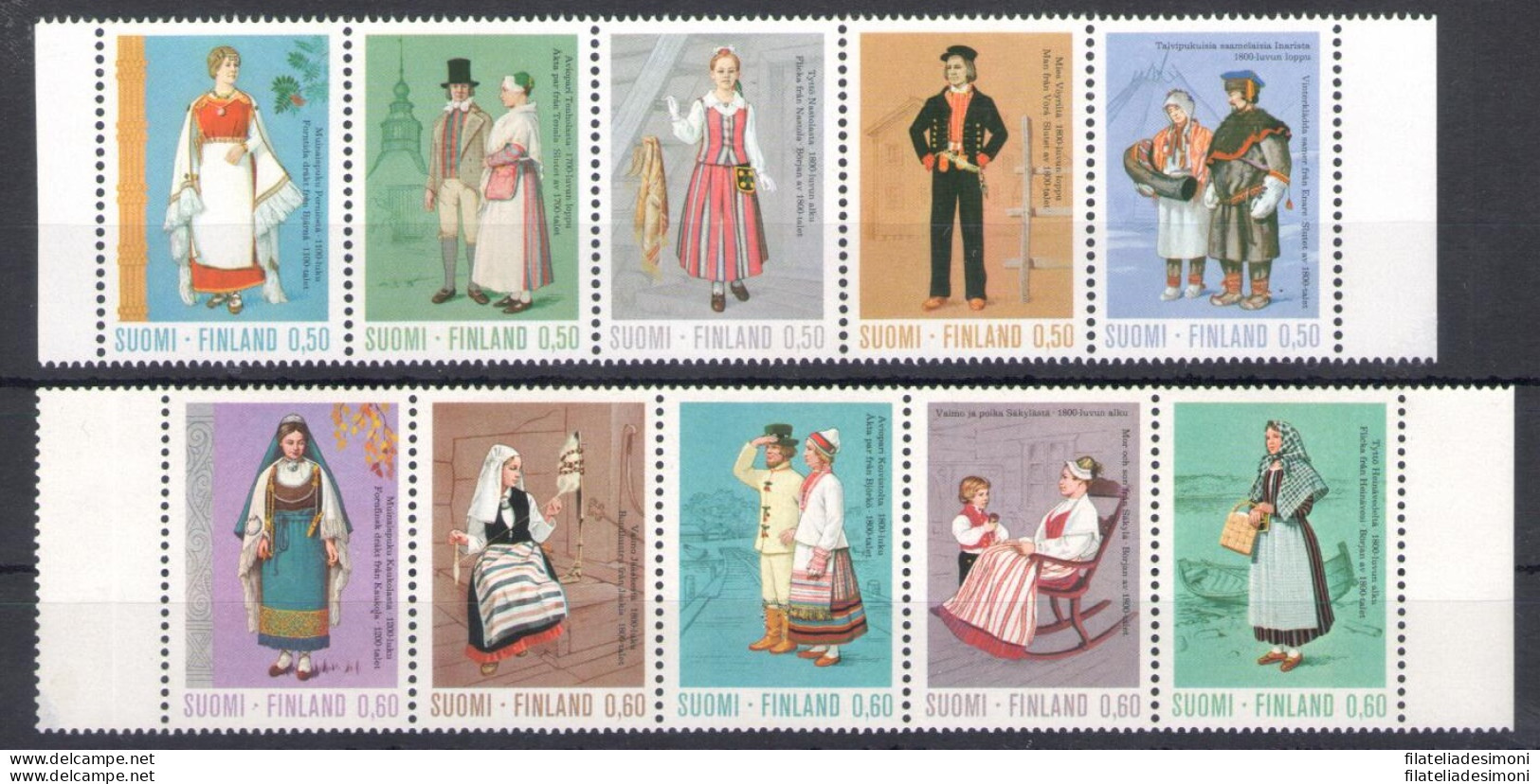 1972-73 Finlandia - N. 674/78+697/01, Costumi - 10 Valori - MNH** - Sonstige & Ohne Zuordnung