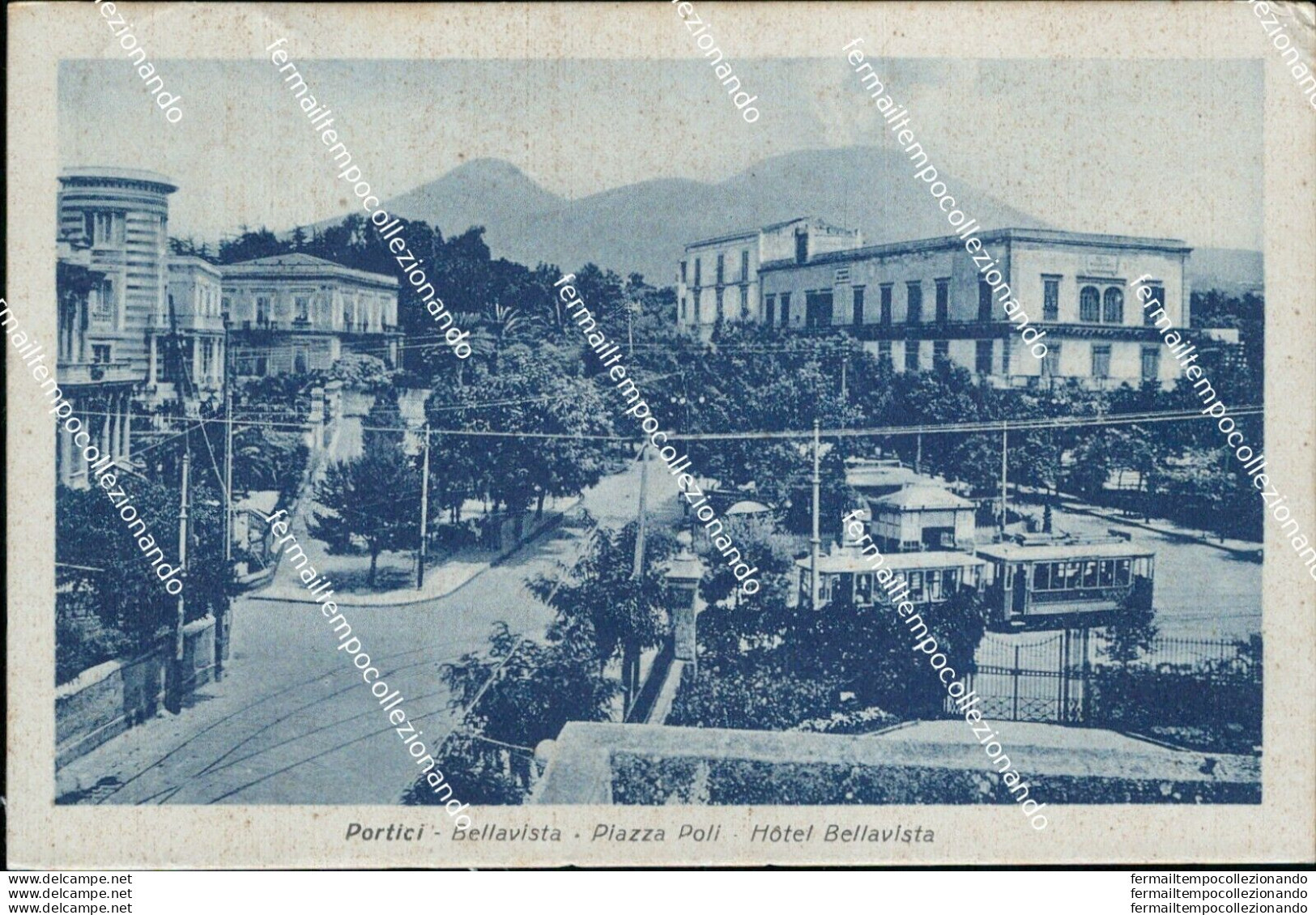 Bh85 Cartolina Portici Bellavista Piazza Poli Hotel Bellavista 1940 Napoli - Napoli (Naples)