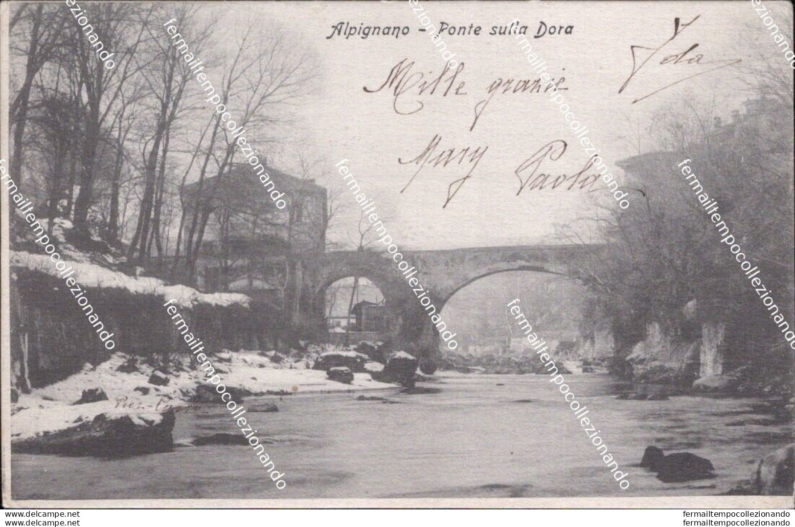 Af845 Cartolina Alpignano Ponte Sulla Dora 1904 Provincia Di Torino - Sonstige & Ohne Zuordnung