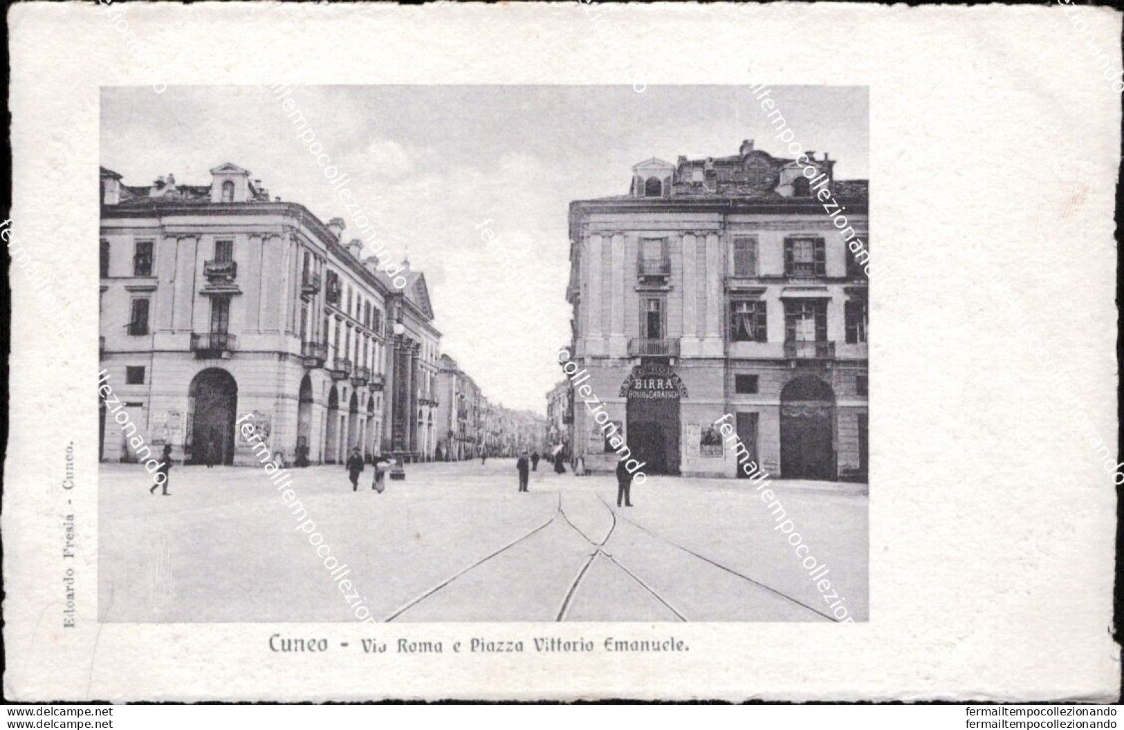 Af843 Cartolina Cuneo Citta' Via Roma E Piazza Vittorio Emanuele Piemonte - Cuneo