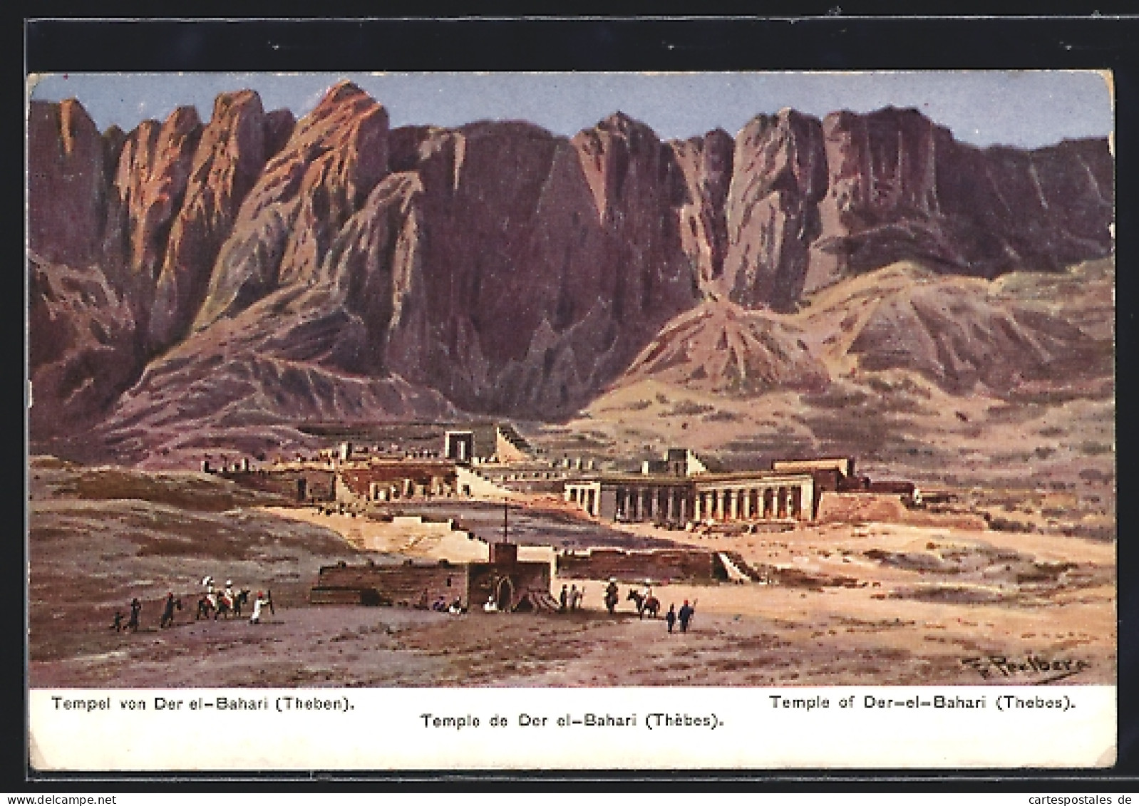 Künstler-AK Friedrich Perlberg: Thebes, Temple De Der El-Bahari  - Perlberg, F.