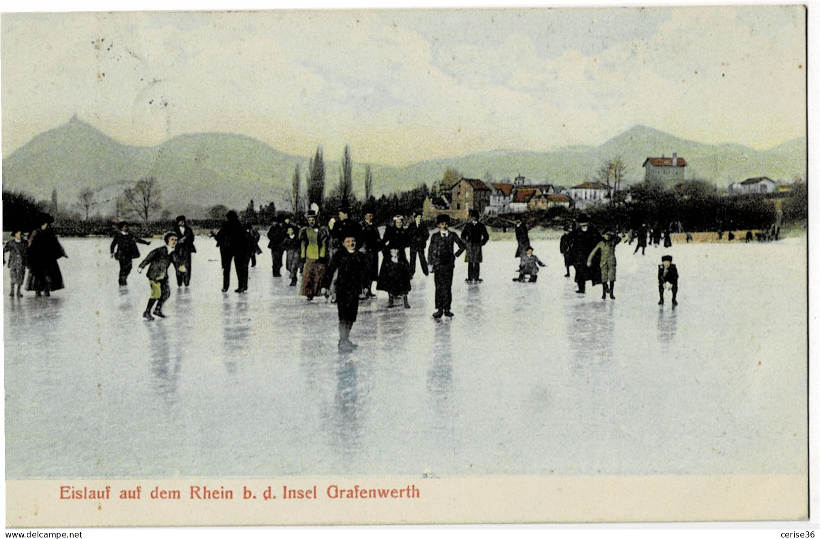 Eislauf Auf Dem Rhein B.d. Insel Grafenwerth Circulée En 1910 - Bad Honnef