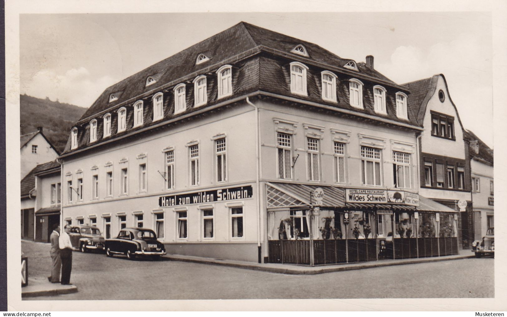 Bundespost PPC Hotel Restaurant Café 'Zum Wilden Schwein' ADENAU 1955 FREDERICIA Denmark Echte Real Photo (2 Scans) - Sonstige & Ohne Zuordnung