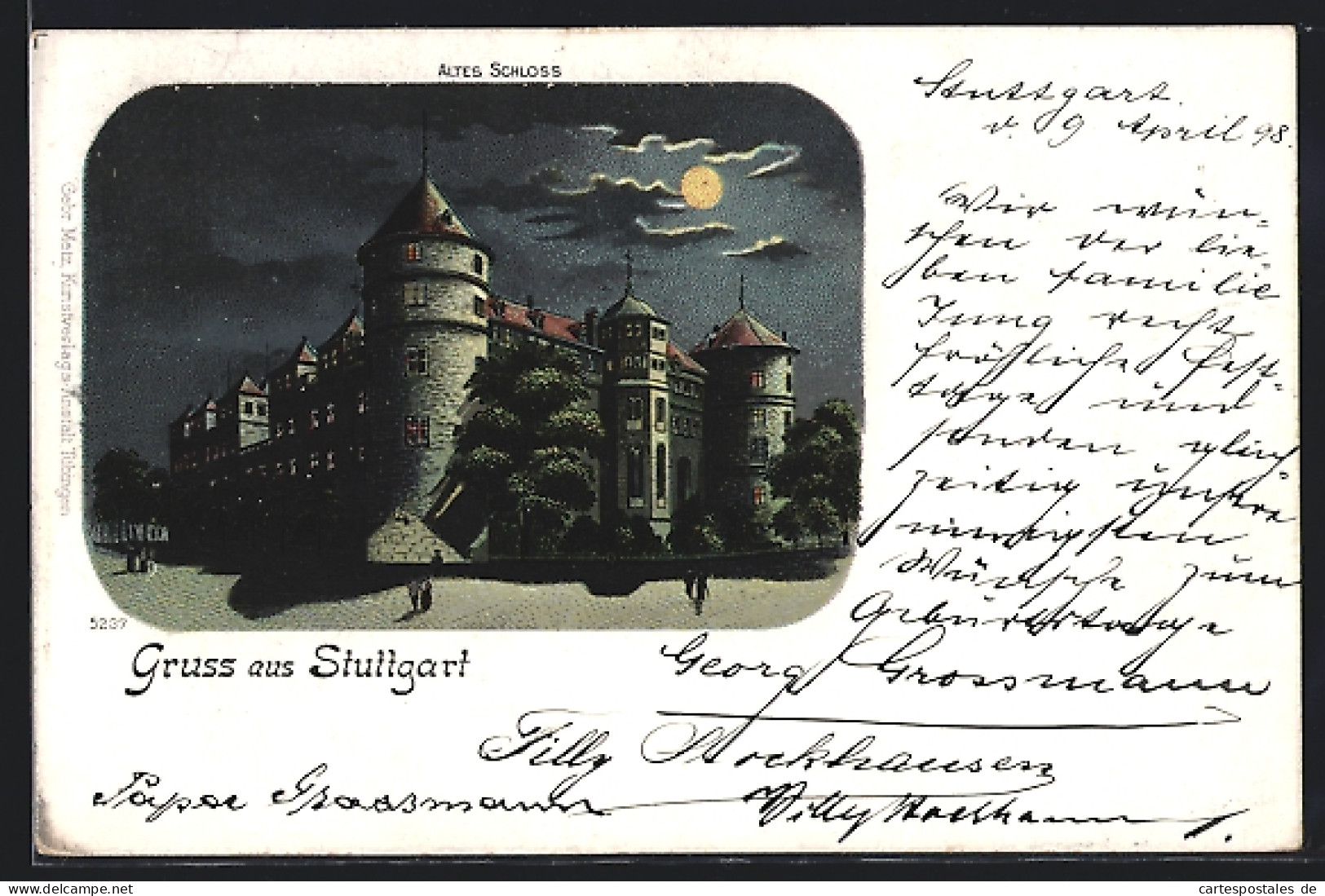 Lithographie Stuttgart, Altes Schloss  - Stuttgart