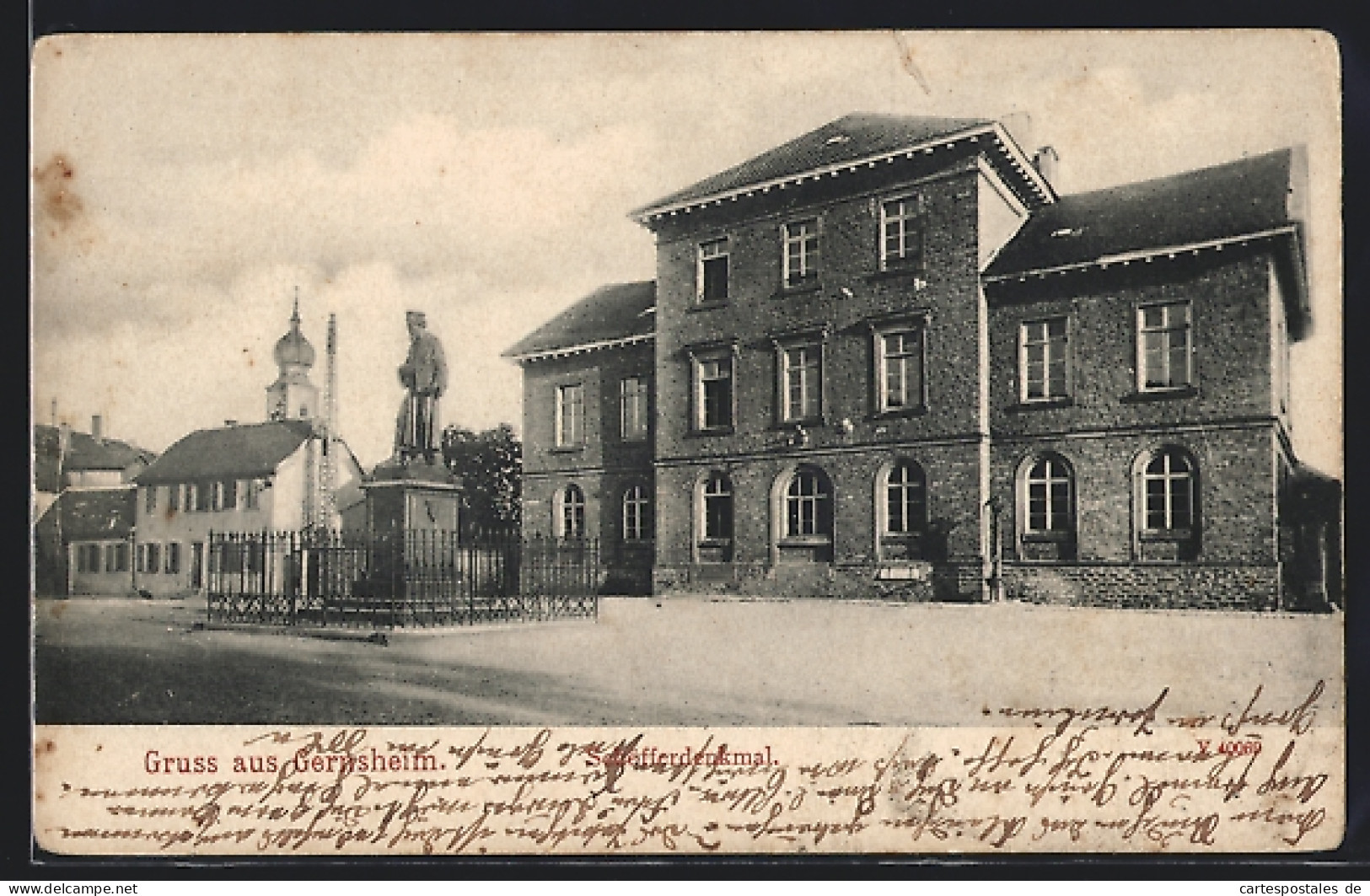 AK Gernsheim, Schöfferdenkmal Mit Kirche Und Weiterem Gebäude  - Autres & Non Classés