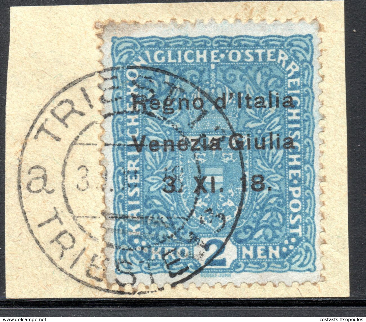 3098. AUSTRIA 1918 VENEZIA GIULIA 2 KR.ON FRAGMENT #N15 - Venezia Giuliana