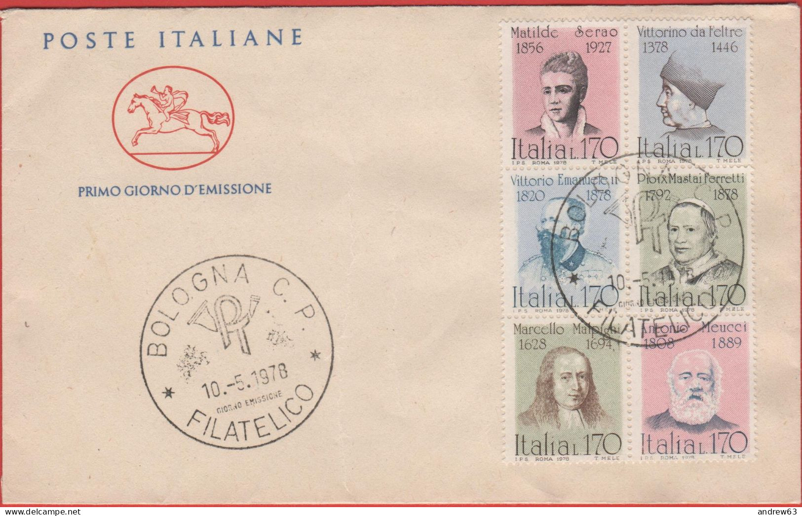 ITALIA - ITALIE - ITALY - 1978 - Uomini Illustri - 6ª Emissione - FDC Cavallino - FDC