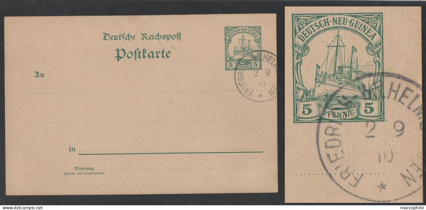 DEUTSCH NEU GUINEA / 1910  FRIEDRICH WILHELMSHAFEN  AUF P8  GSK - GANZSACHE - ENTIER POSTAL  (ref 7839) - Duits-Nieuw-Guinea