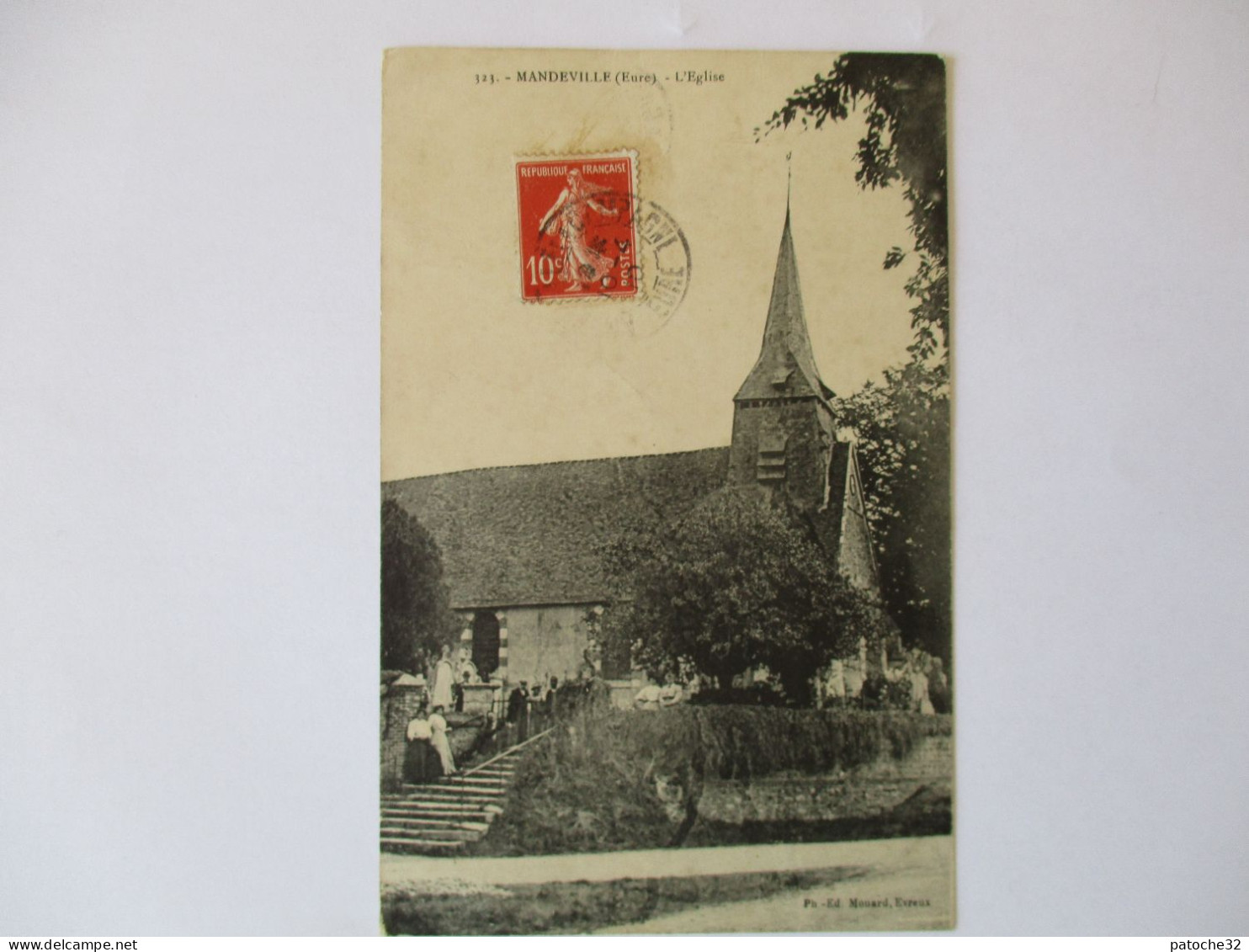 Cpa...Mandeville...(Eure)...l'église...1910...animée... - Sonstige & Ohne Zuordnung