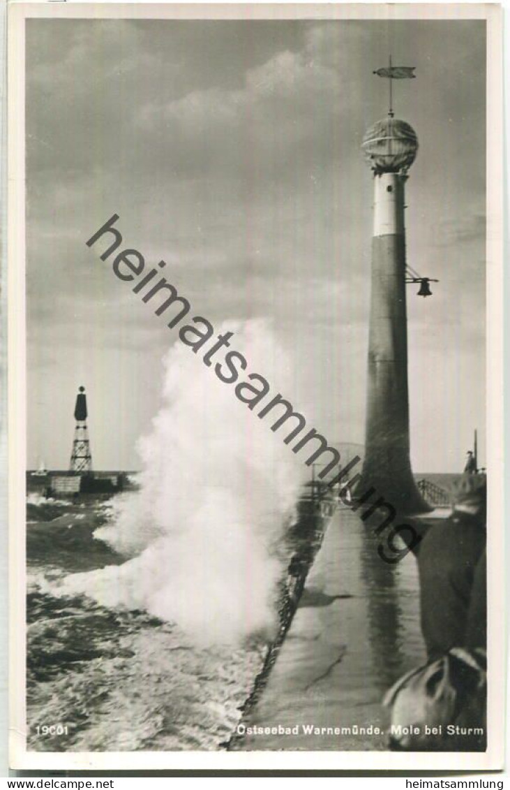 Warnemünde - Mole Im Sturm - Foto-Ansichtskarte - Verlag E. Rubin Lübeck - Rostock