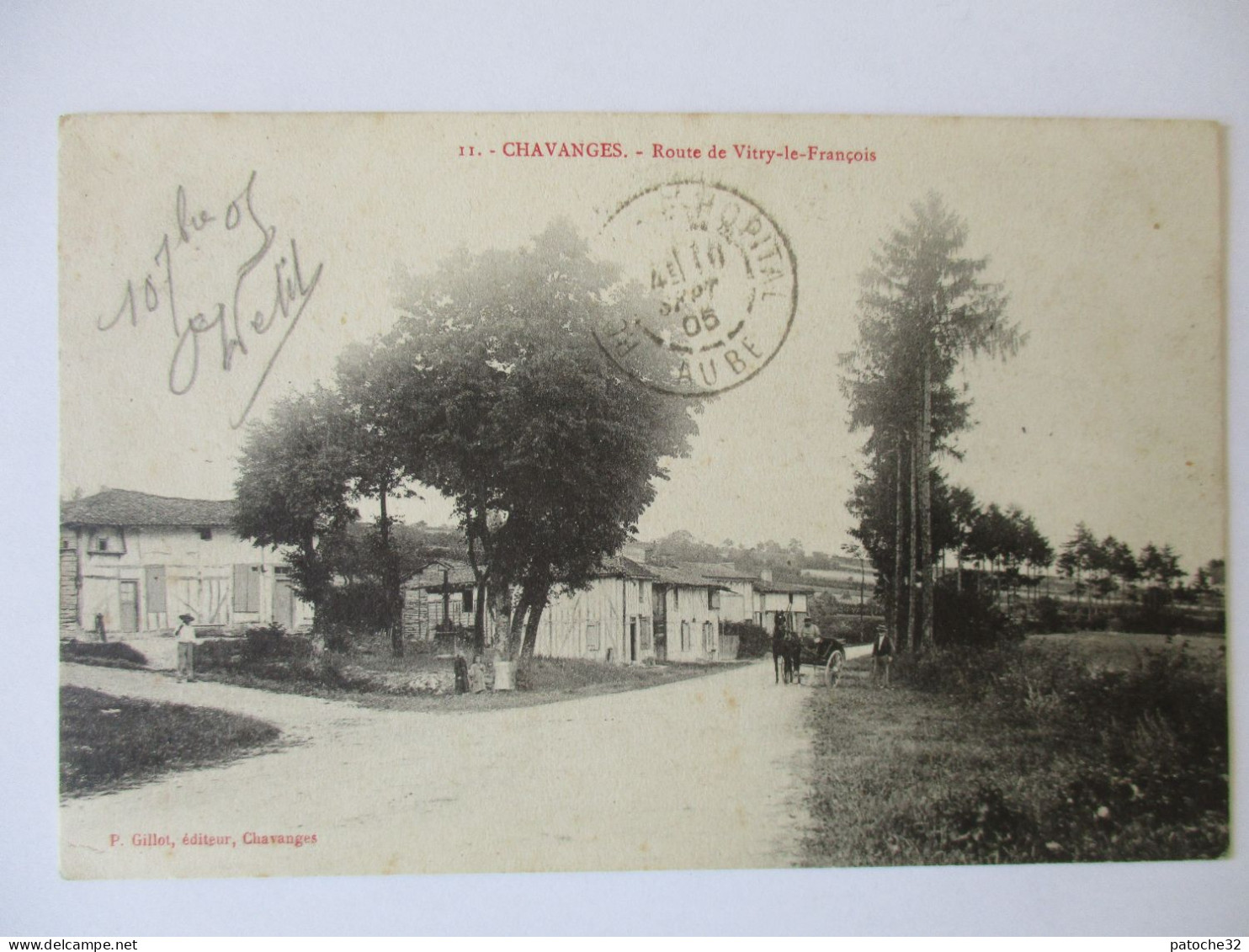 Cpa...Chavanges...(aube)...route De Vitry-le-Francois...1905...(attelage)... - Andere & Zonder Classificatie