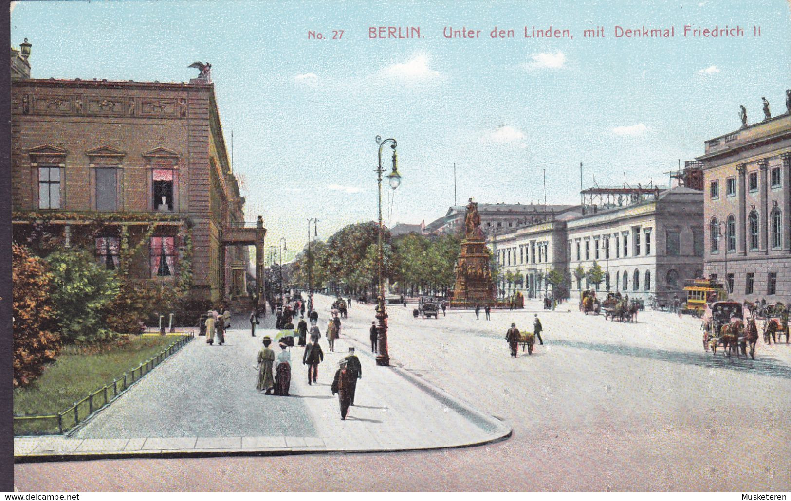 Deutsches Reich PPC No. 27 Berlin. Unter Den Linden Mit Denkmal Friedrich II. BERLIN SW. 1909 ODENSE Denmark (2 Scans) - Mitte