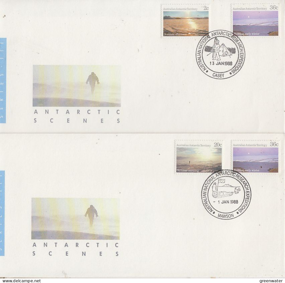 AAT Antarctic Scenes 2 V 6 FDC (6 Bases )  (OO179) - FDC