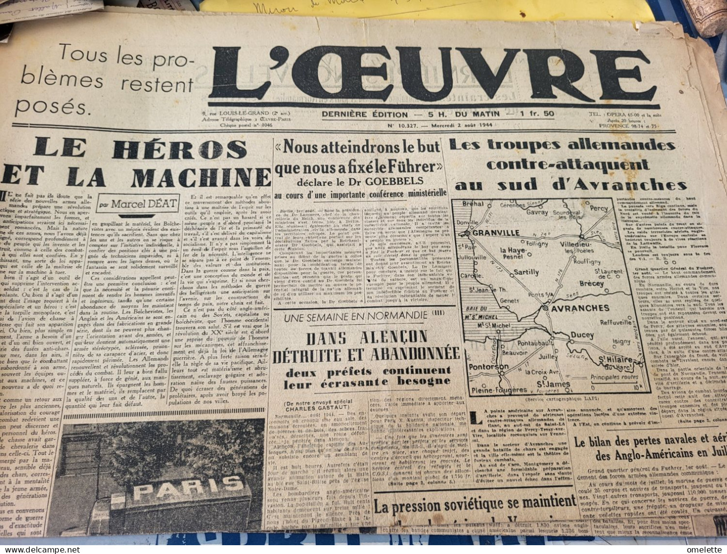 L OEUVRE 44/MARCEL DEAT HEROS /GOEBBELS /AVRANCHES /ALENCON - Sonstige & Ohne Zuordnung