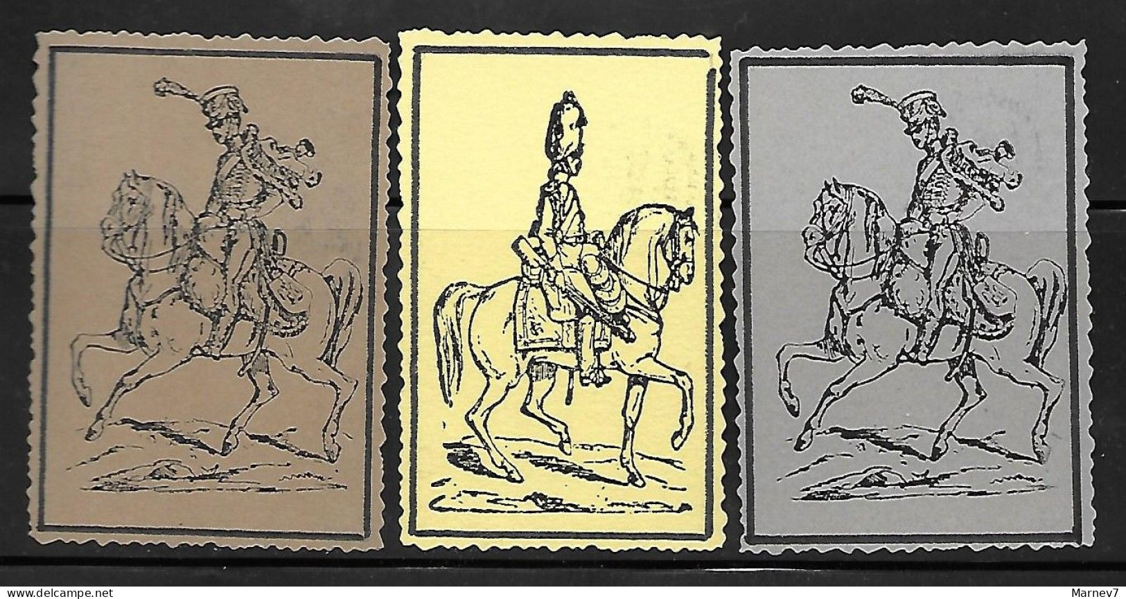 3 Vignettes Napoléon Bonaparte Empereur Cavalier Grenadier Empire - Vignetten (Erinnophilie)