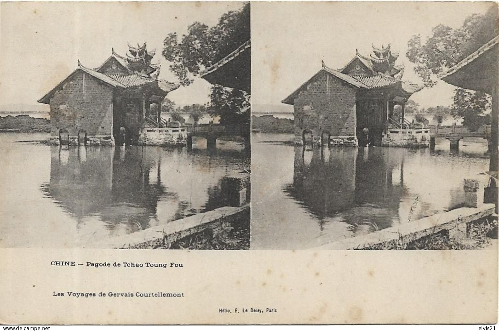 Vue Stéréoscopique CHINE Pagode De TCHAO TOUNG FOU - China