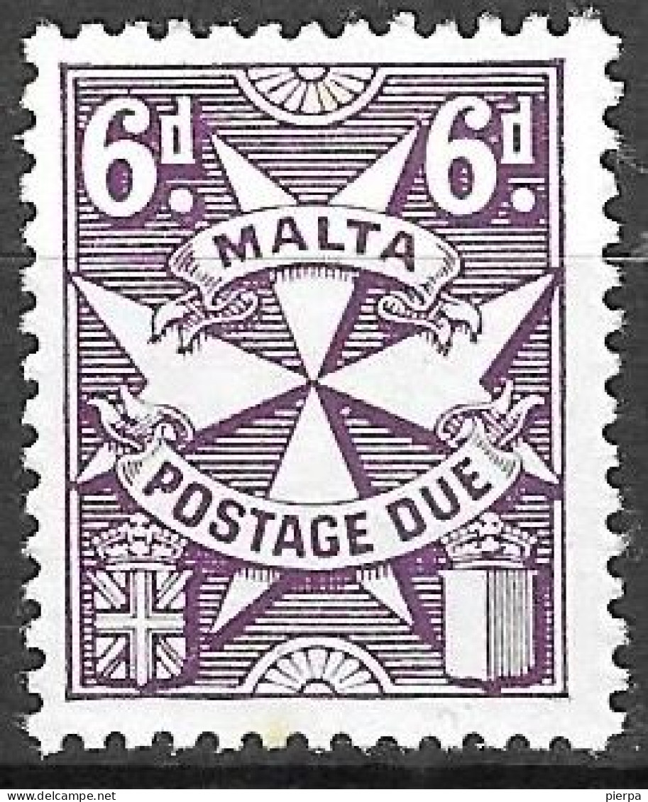 MALTA -1968 - SEGNATASSE - CROCE DI MALTA - 6 P - FIL A - DENT. 13 - NUOVO MNH**(YVERT TX 38 - MICHEL PD 35B) - Malte