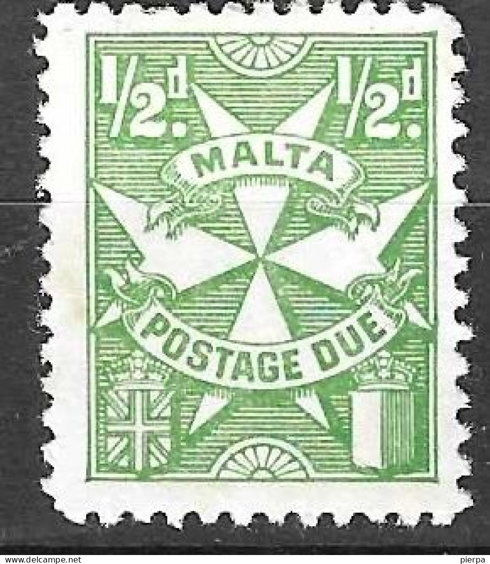 MALTA -1967 - SEGNATASSE - CROCE DI MALTA -1/2 P - FIL A - DENT. 12 - NUOVO MNH**(YVERT TX 27 - MICHEL PD 28A) - Malte