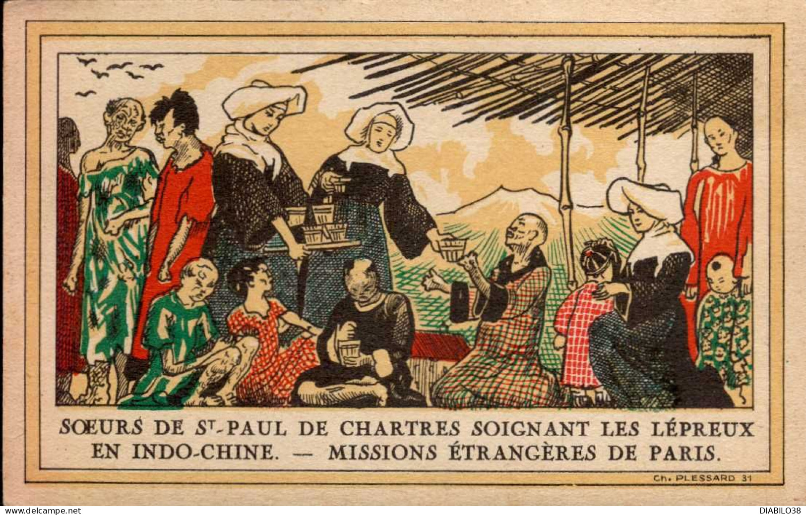 L' OEUVRE DE LA PROPAGATION DE LA FOI. . . N°6. SOEURS DE St-PAUL DE CHARTRES SOIGNANT LES  . .  .  ( PLESSARD ) - Missionen