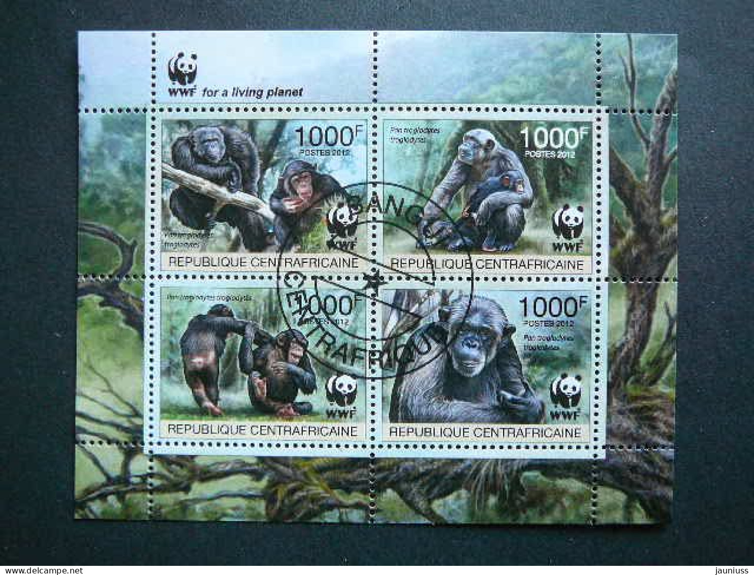 Monkeys. Affen. Singes # Central African Republic # 2012 Used S/s #144  Animals - Monkeys