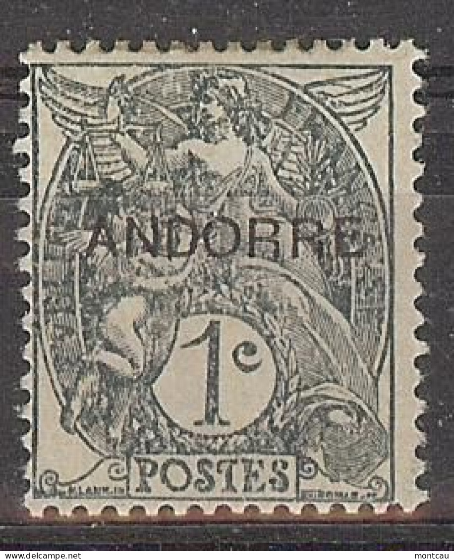 Andorra -Franc 1931 Sello Habilitado  1 C   Ed=2 (*) Sin Goma - Nuevos