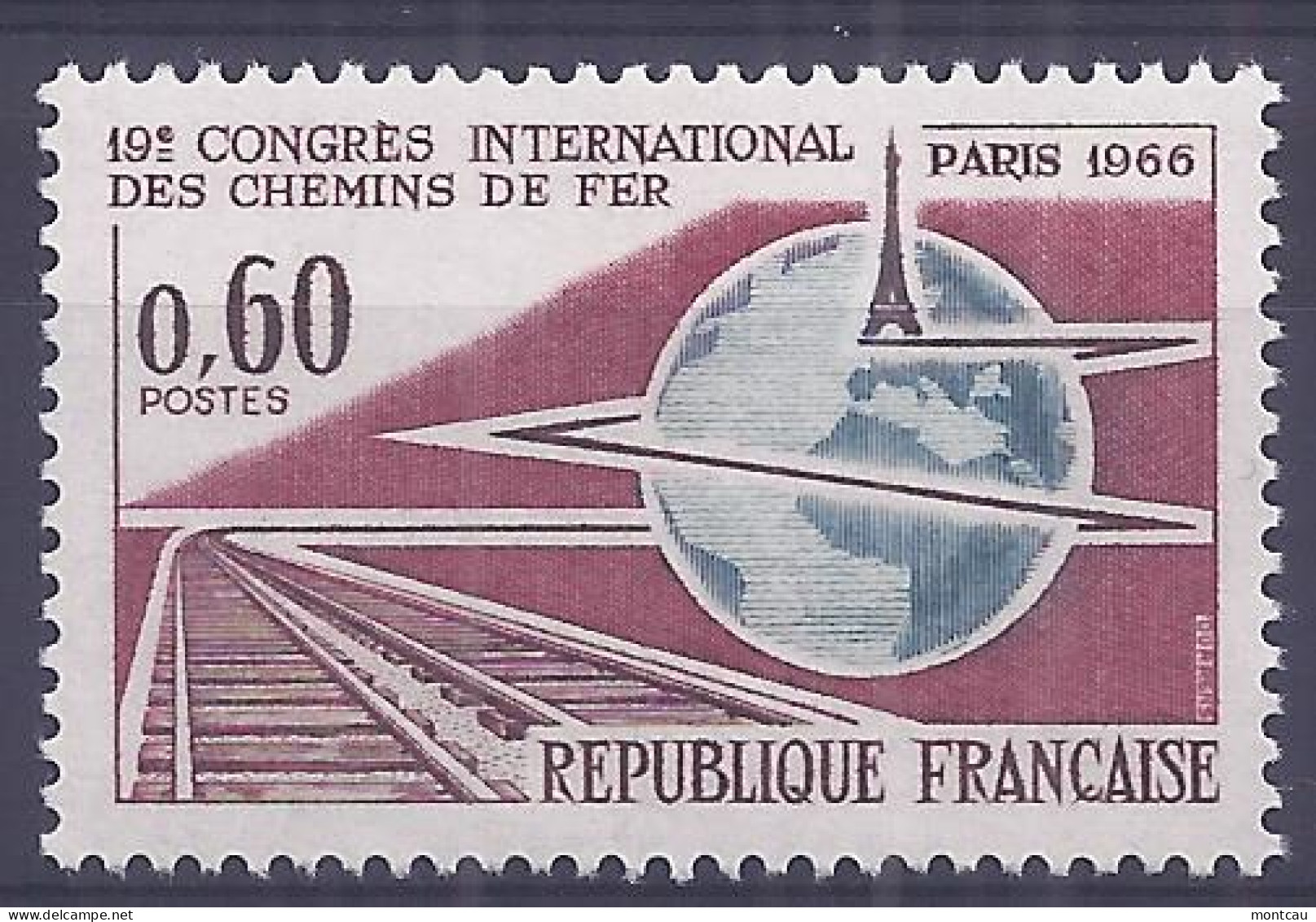 Francia 1966. YT = 1488 -  (*). Congreso Ferrocarriles - Unused Stamps